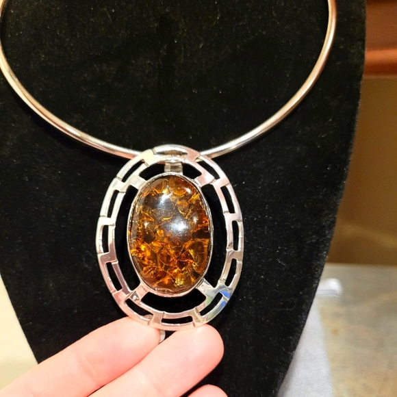 Genuine Amber Silver Pendant - Picture 8 of 12